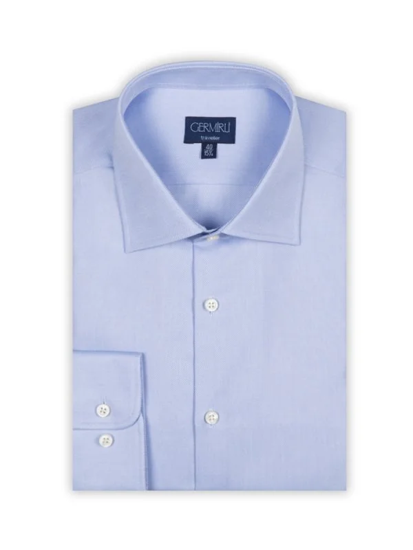 Germirli Non Iron Blue Oxford Semi Spread Tailor Fit Journey Shirt - 2