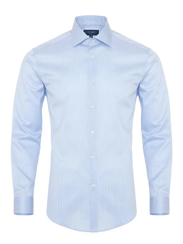 Germirli Non Iron Blue White Semi Spread Tailor Fit Journey Shirt - 1