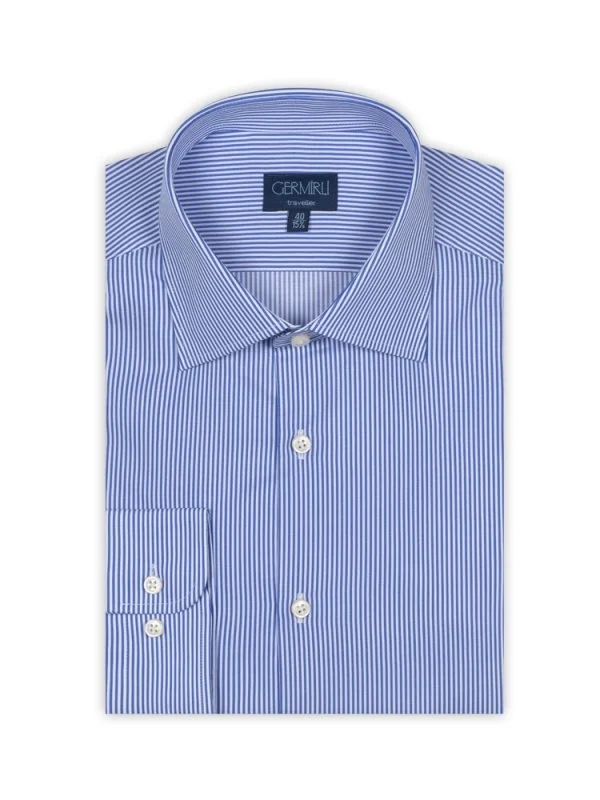 Germirli Non Iron Dark Blue Pencil Stripe Tailor Fit Shirt - 1