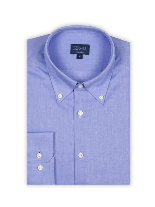 Germirli Non Iron Light Blue Oxford Button Down Collar Tailor Fit Shirt - 2