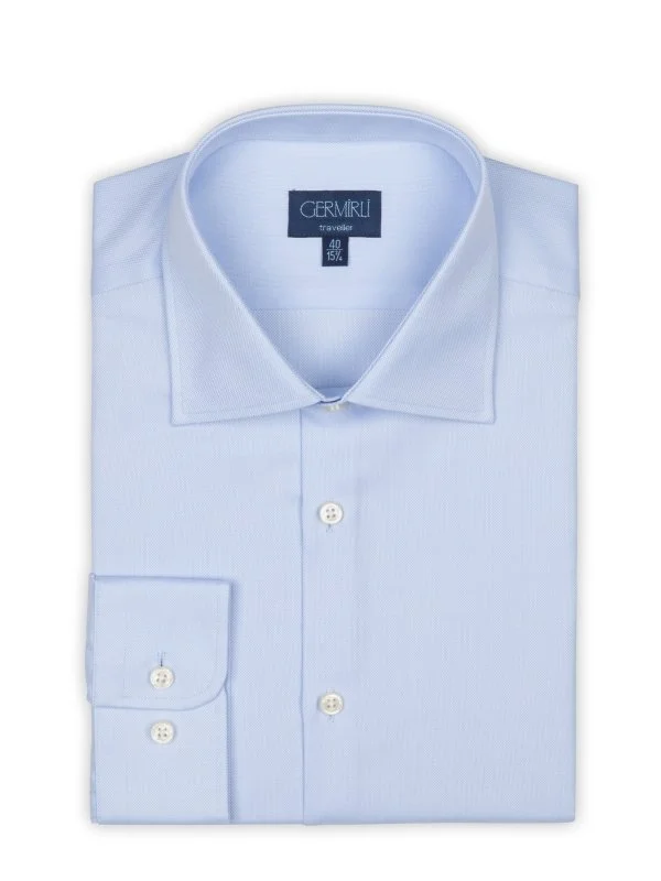 Germirli Non Iron Oxford Mavi Klasik Yaka Tailor Fit Journey Gömlek - 2