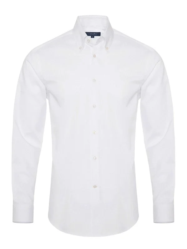 Germirli Non Iron White Button Down Collar Tailor Fit Zero 24 Shirt - 1