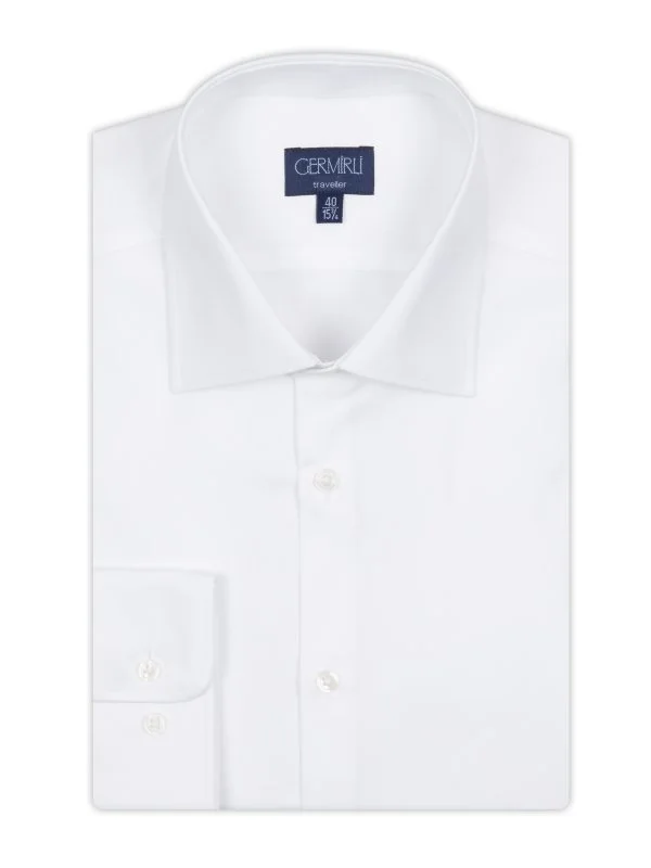 Germirli Non Iron White Semi Spread Tailor Fit Journey Shirt - 2
