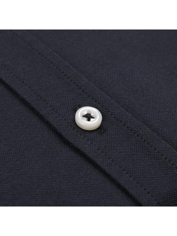 Germirli Spor Oxford Gizli Düğme Yakalı Siyah Utilty Kapaklı Cep Pamuk Gömlek - 3