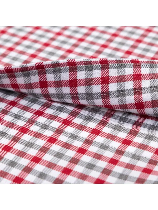 Germirli Testa 80/2 Flanel Kırmızı Melanj Düğmeli Yaka Tailor Fit Pamuk Gömlek - 3