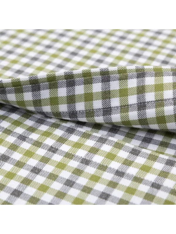 Germirli Testa 80/2 Flanel Yeşil Melanj Düğmeli Yaka Tailor Fit Pamuk Gömlek - 3