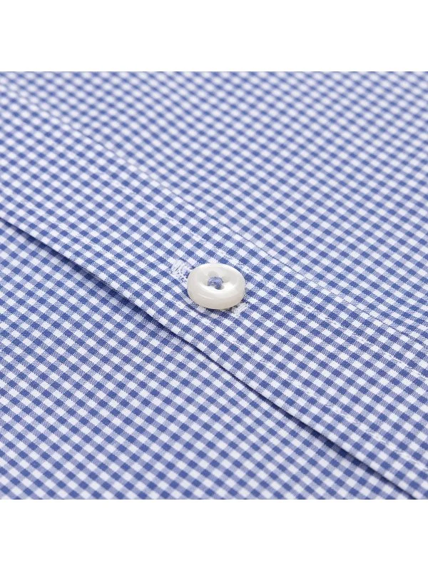 Germirli Testa Exclusive Lacivert Mini Pötikare Düğmeli Yaka Tailor Fit Pamuk Gömlek - 2