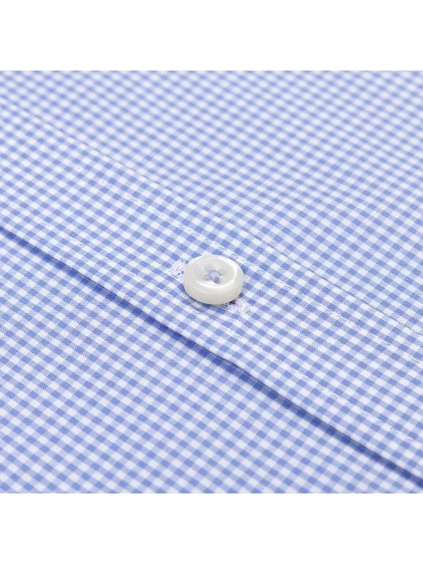 Germirli Testa Exclusive Mavi Mini Pötikare Düğmeli Yaka Tailor Fit Pamuk Gömlek - 2