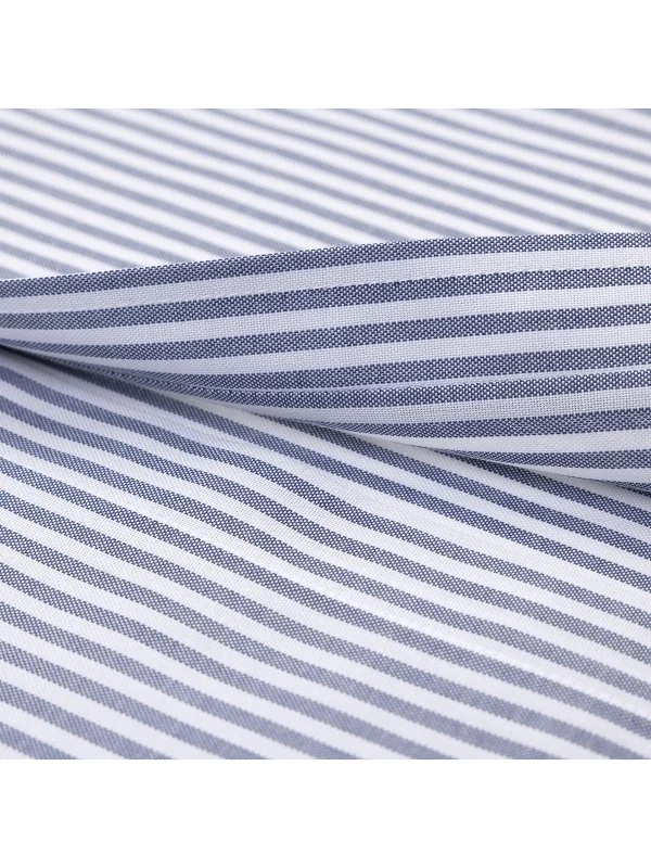 Germirli Testa Sartoriale Lacivert Çizgili Exclusive Düğmeli Yaka Tailor Fit Pamuk Gömlek - 3