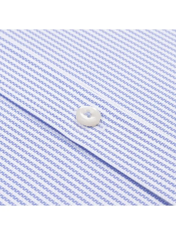 Germirli Testa Sartoriale Mavi Çizgili Exclusive Düğmeli Yaka Tailor Fit Pamuk Gömlek - 2