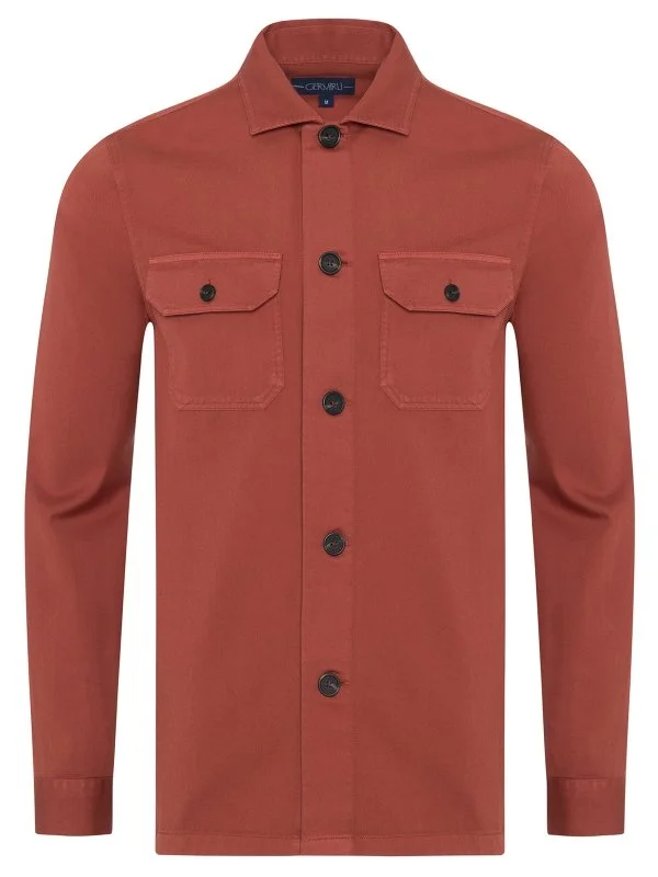 Germirli Vintage Yanık Portakal Tailor Fit Ceket Gömlek - 2
