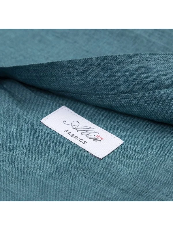 Germirli Yeşil Delave Keten Düğmeli Yaka Tailor Fit Gömlek - 4