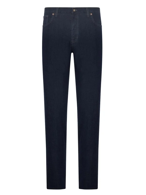 Hiltl 5 Cep İnce İndigo Lacivert Regular Fit Pamuk Elastan Denim Pantolon - 1