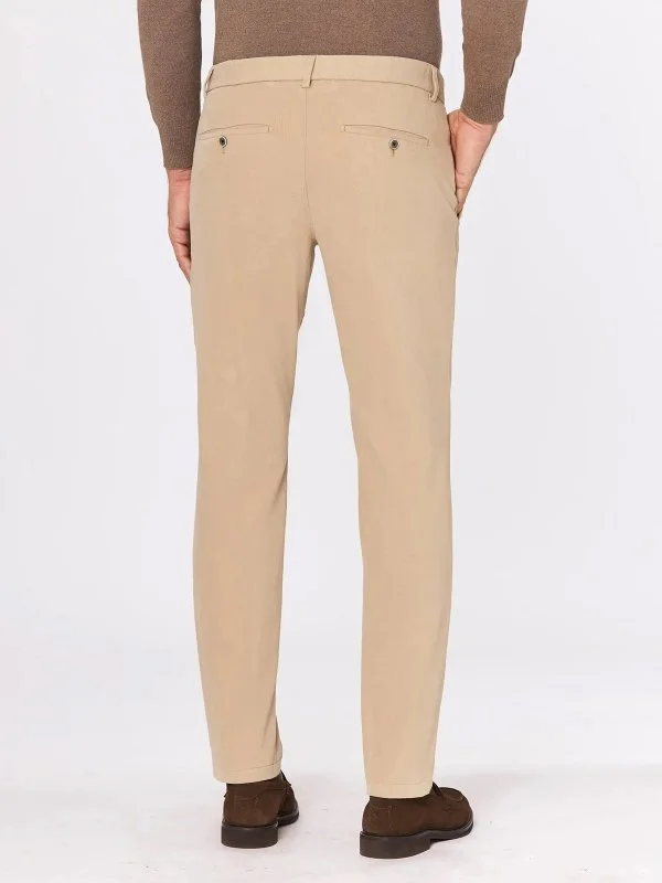 Hiltl Bej Comfort Strech Bel Arkası Lastikli Slim Fit Pamuk Chino Pantolon - 6