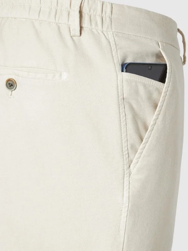 Hiltl Bej Rengi Vintage Bel Arkası Lastikli Pamuk Elastane Slim Fit Pantolon - 4