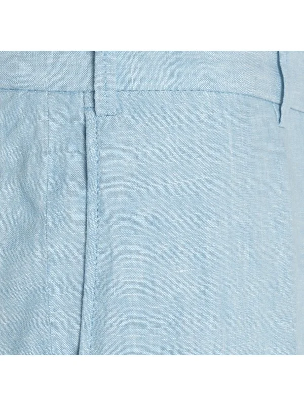 Hiltl Chino Aqua Mavi Saf Keten Slim Fit Pantolon - 3