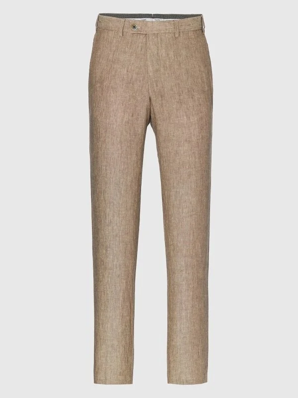 Hiltl Chino Bej Saf Keten Regular Fit Pantolon - 3