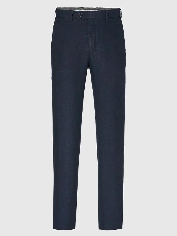 Hiltl Chino Lacivert Saf Keten Regular Fit Pantolon - 3