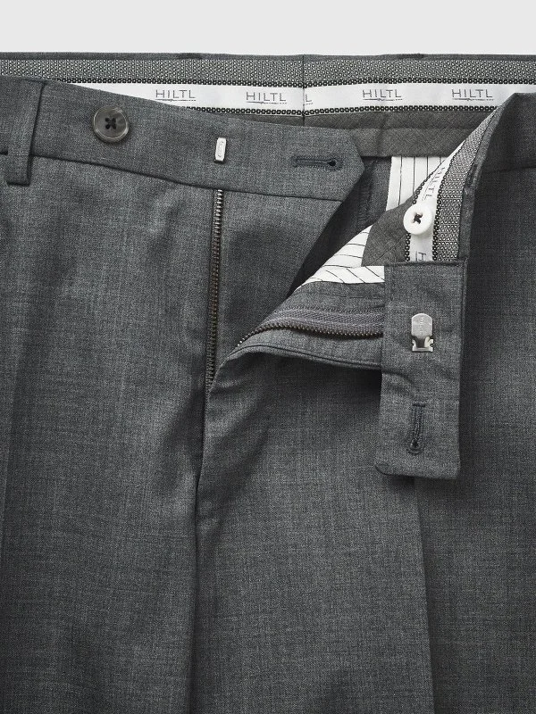 Hiltl Gri Vitale Barberis Süper 120'S Yün Pantolon - 4
