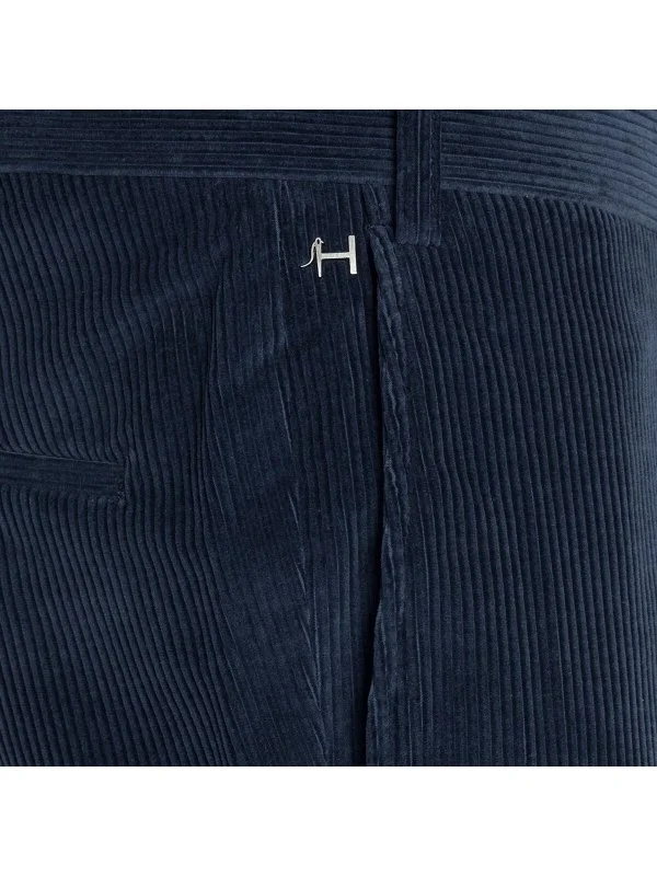 Hiltl Havacı Mavi Pamuk Yün Slim Fit Chino Lüx Kadife Erkek Pantolon - 2