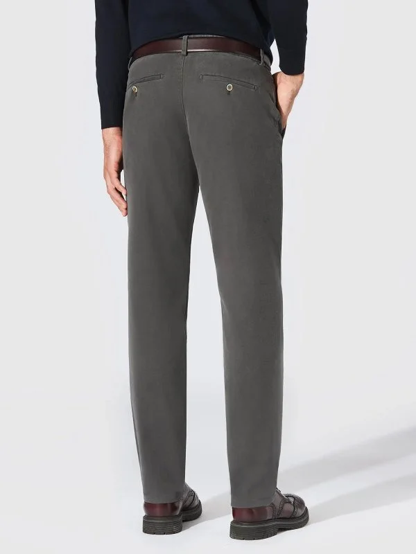 Hiltl Koyu Gri Comfort Stretch Bel Arkası Lastikli Slim Fit Pamuk Chino Pantolon - 3