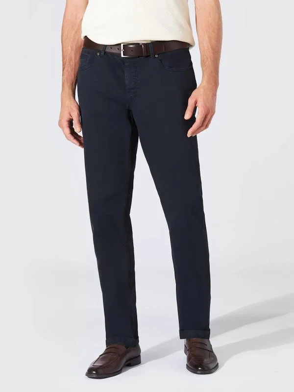 Hiltl Lacivert 5 Cep Gabardin Yıkamalı Regular Fit Pamuk Pantolon - 1