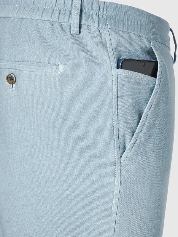 Hiltl Mavi Chino Vintage Bel Arkası Lastikli Pamuk Elastane Slim Fit Pantolon - 4