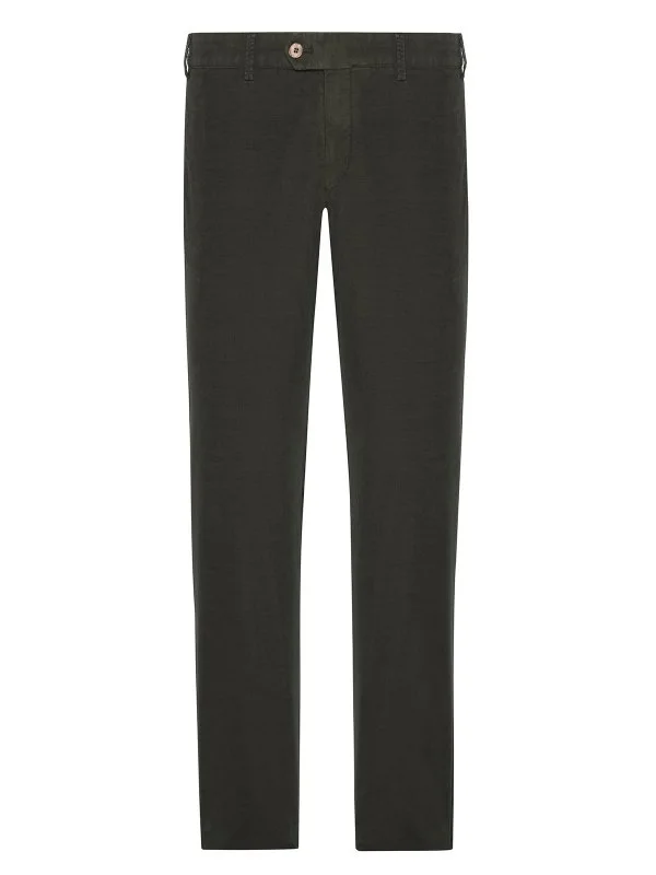 Hiltl Phantom Cord Coton Elastan Yeşil Tierre Chino Slim Fit Pantolon - 1