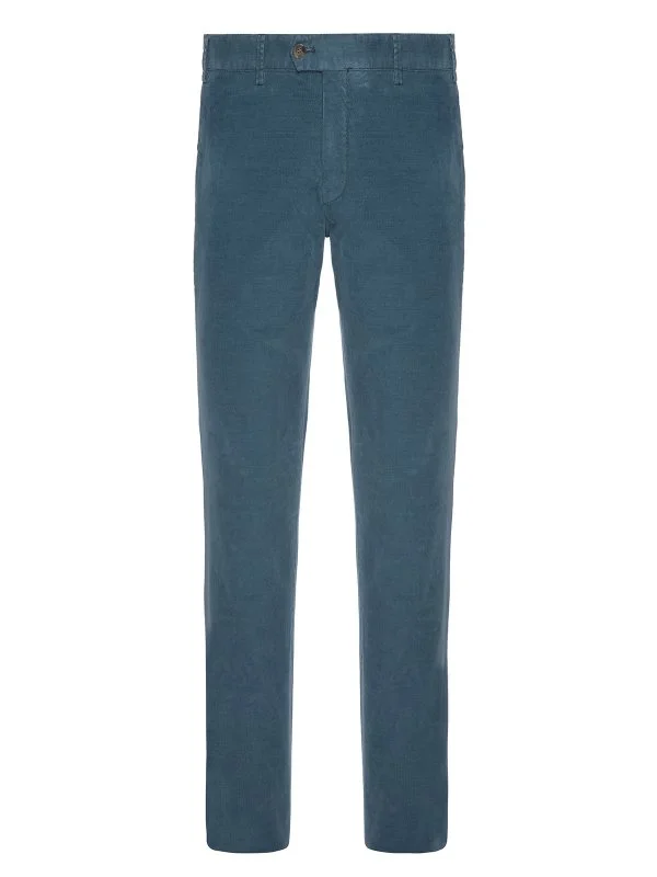Hiltl Phantom Cord Coton Elastane Petrol Yeşili Tierre Chino Slim Fit Pantolon - 1