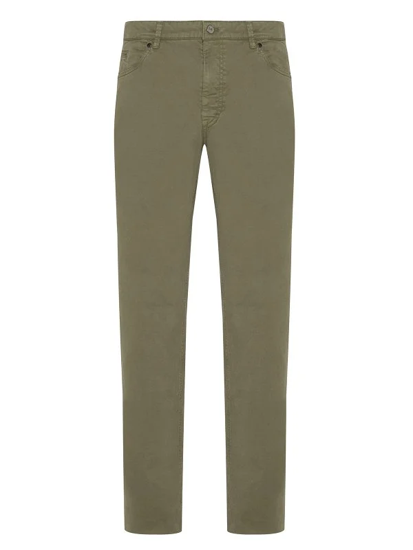 Hiltl Yeşil 5 Cep Gabardin Yıkamalı Regular Fit Pamuk Pantolon - 1