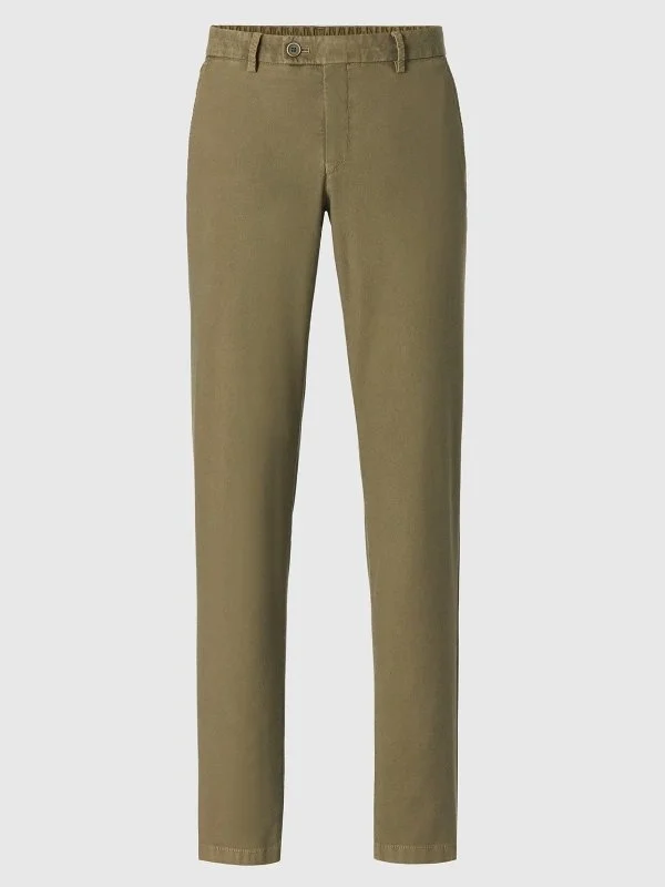 Hiltl Zeytin Yeşilii Vintage Bel Arkası Lastikli Pamuk Elastane Slim Fit Pantolon - 3