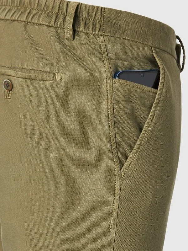 Hiltl Zeytin Yeşilii Vintage Bel Arkası Lastikli Pamuk Elastane Slim Fit Pantolon - 4