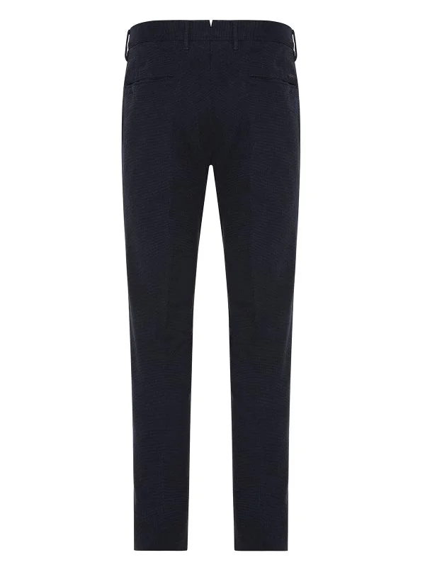 Incotex Lacivert Micro Desen Pamuk Yün Chino Slim Fit Pantolon - 2