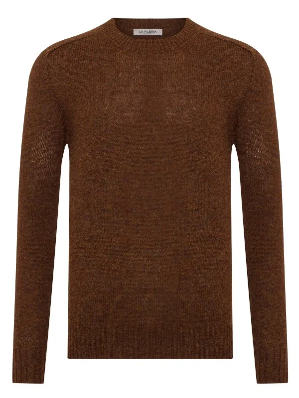 La Fileria Bakır Rengi Bisiklet Yaka Saf Shetland Yün Triko - 1