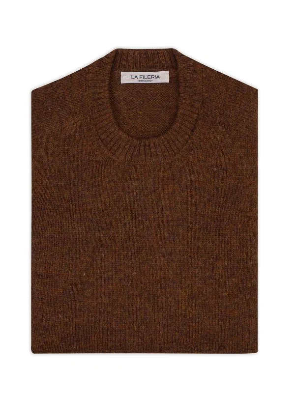 La Fileria Bakır Rengi Bisiklet Yaka Saf Shetland Yün Triko - 2
