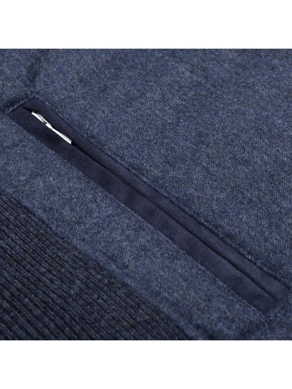 La Fileria İndigo Mavi Dolgulu Kapişonlu Geelong Yün Ceket Triko - 3