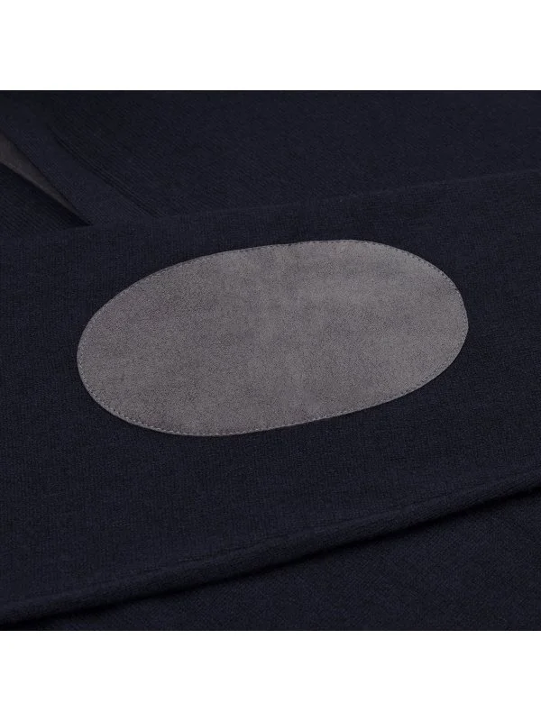 La Fileria Lacivert Yün Kaşmir Süet Peçli Fermuarlı Triko - 3