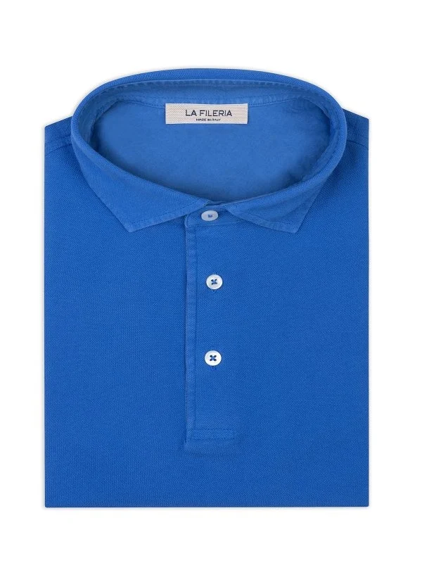 La Fileria Vintage Marin Mavi Gömlek Yaka Slim Fit Pamuk Tişört - 3