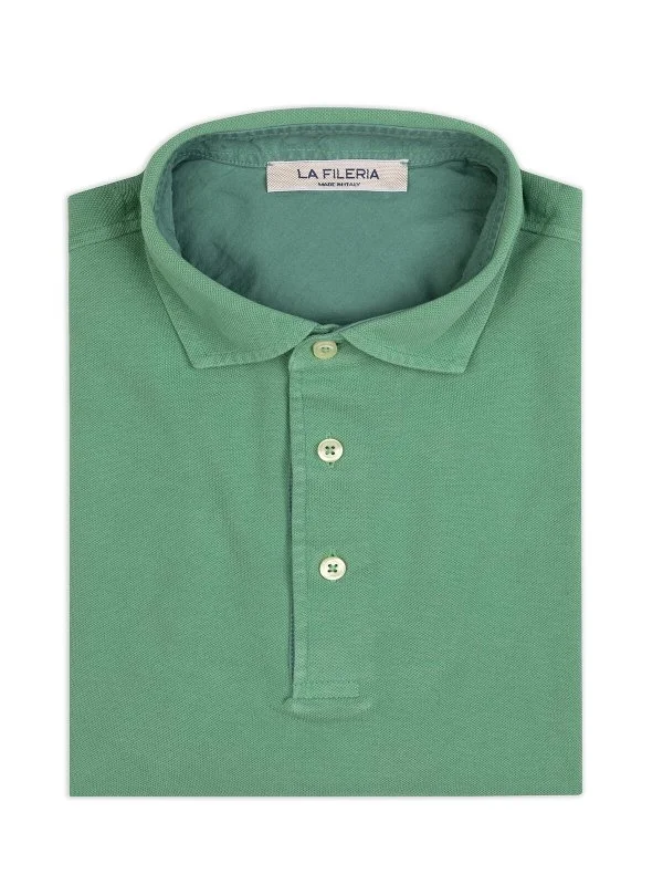 La Fileria Vintage Yeşil Gömlek Yaka Pamuk Slim Fit Tişört - 2