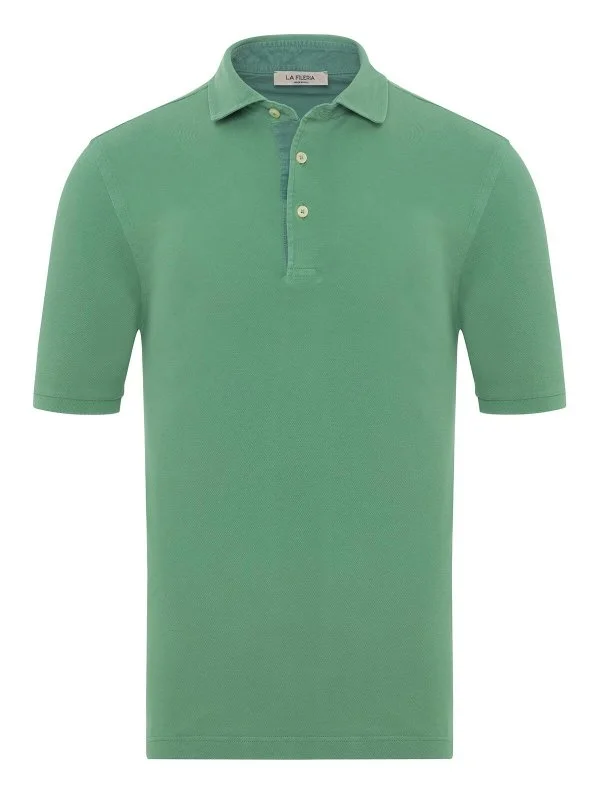 La Fileria Vintage Yeşil Gömlek Yaka Pamuk Slim Fit Tişört - 1