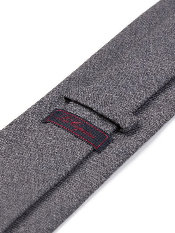 Les Copains Koyu Gri Düz Dokulu İtalyan Kravat - 2