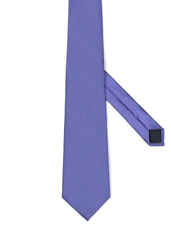 Les Copains Koyu Mor Düz Renk İpek İtalyan Kravat - 1