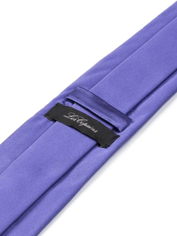 Les Copains Koyu Mor Düz Renk İpek İtalyan Kravat - 2