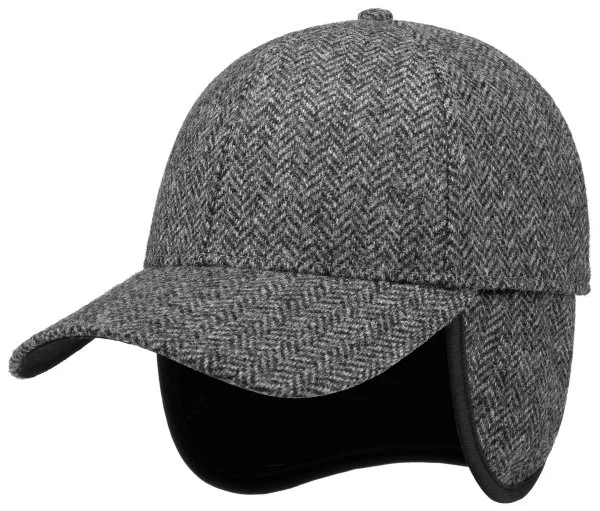 Lierys Baseball Cap Balıksırtı Kulaklıklı Siyah Gri Yün Şapka - 1