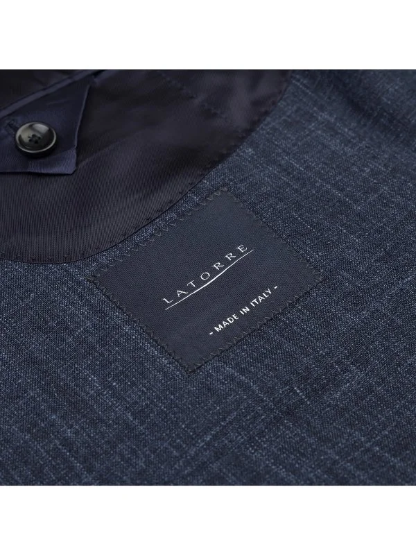 Sartoria Latorre Lacivert Loro Piana Summertime Yün İpek Keten Astarsız Ceket - 3