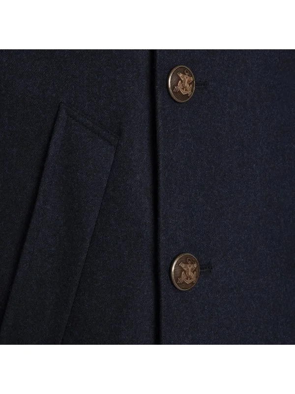Sartoria Latorre Lacivert Melanj Yün Kruvaze Kaban - 2