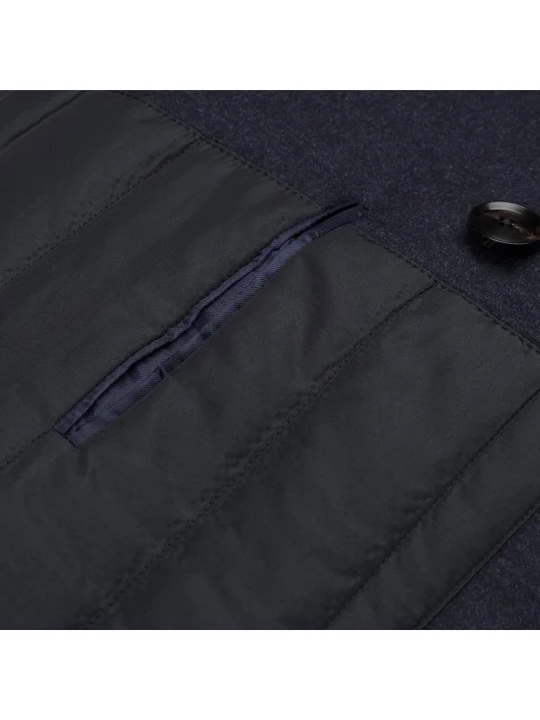 Sartoria Latorre Lacivert Melanj Yün Kruvaze Kaban - 4