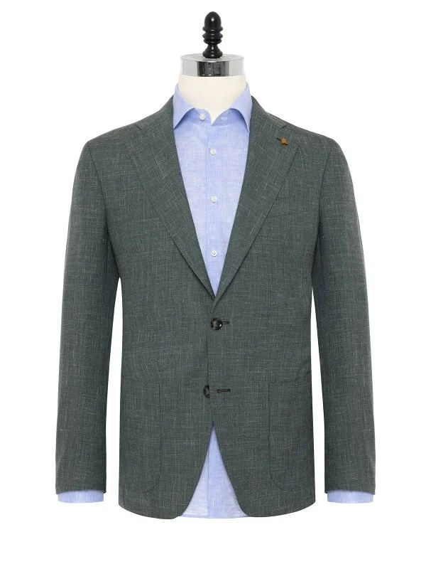 Sartoria Latorre Yeşil Loro Piana Summertime Yün İpek Keten Astarsız Ceket - 1