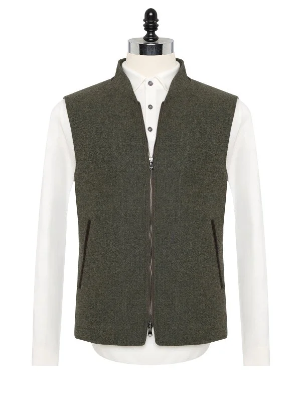 Sartoria Latorre Yeşil Melanj Yün Kaşmir İçi Dolgulu Yelek - 1