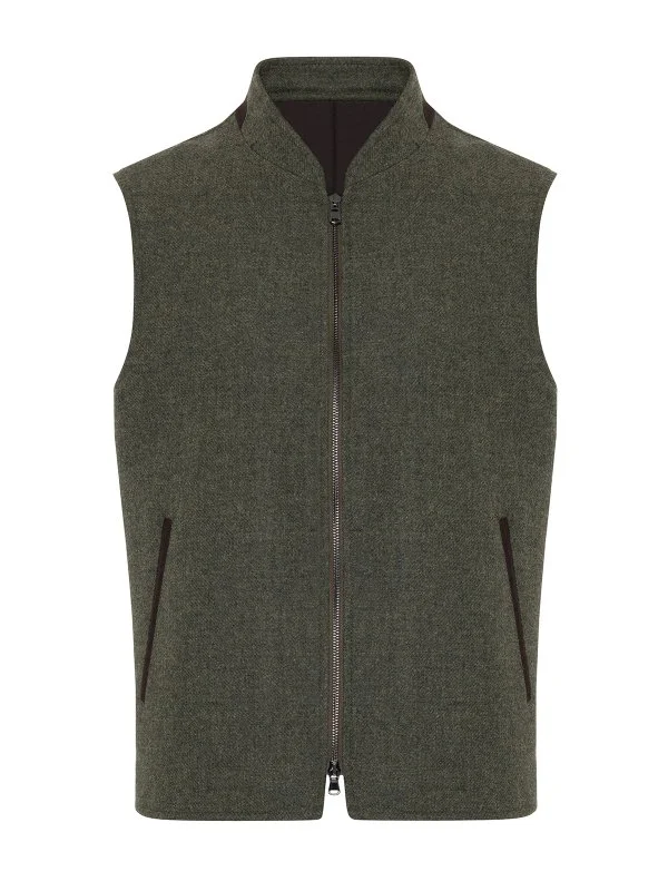 Sartoria Latorre Yeşil Melanj Yün Kaşmir İçi Dolgulu Yelek - 2